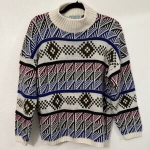 Vintage 80s Croquet Club Knit Grandpa Oversized Sweater Coogie Style 3D Burgundy